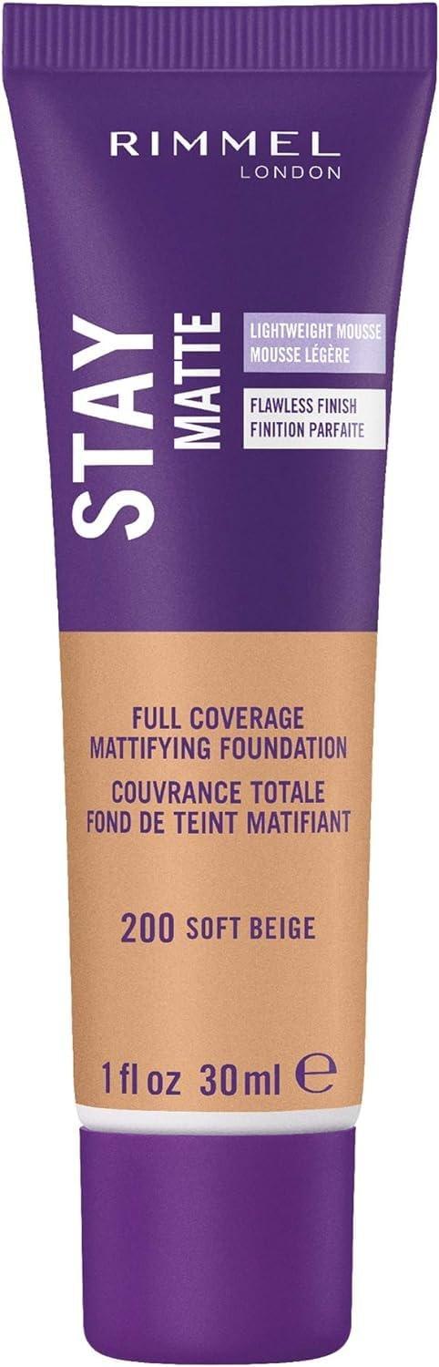Rimmel Rimmel London Stay Matte Liquid Mousse - 200 Soft Beige - Foundation, Lightweight, Shine Control, Oil-Free, 1oz