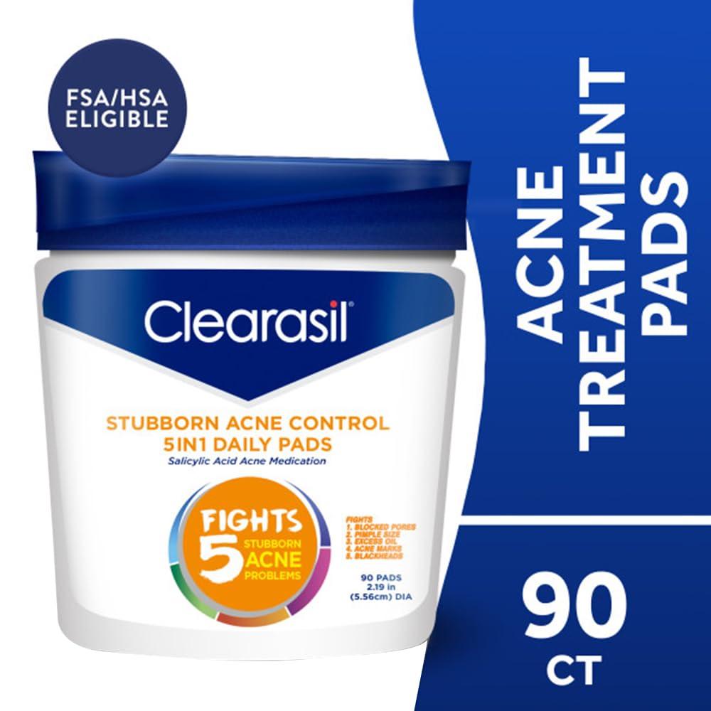 Clearasil Clearasil Ultra 5 in 1 Acne Face Wash Pads, 90 Count (Pack of 2)