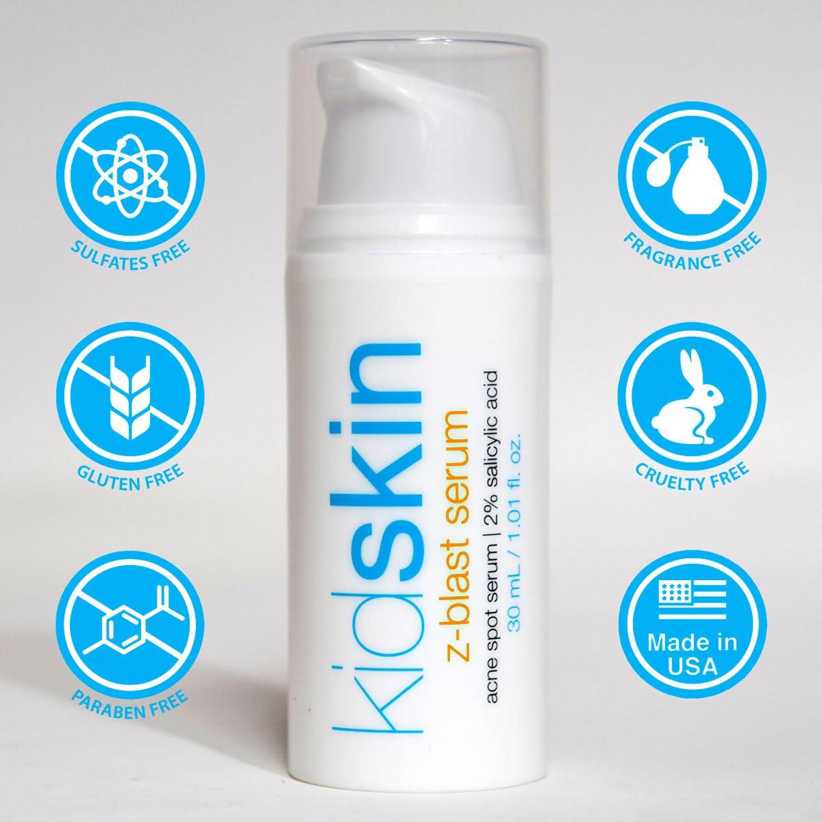Kidskin Kidskin - Z-Blast Serum, for Face Acne, Skin Care for Kids, Pre-Teen and Teen Skin Ages 9-17, Vegan-and-Cruelty-Free Acne Prone Skin Care, 5 fl oz