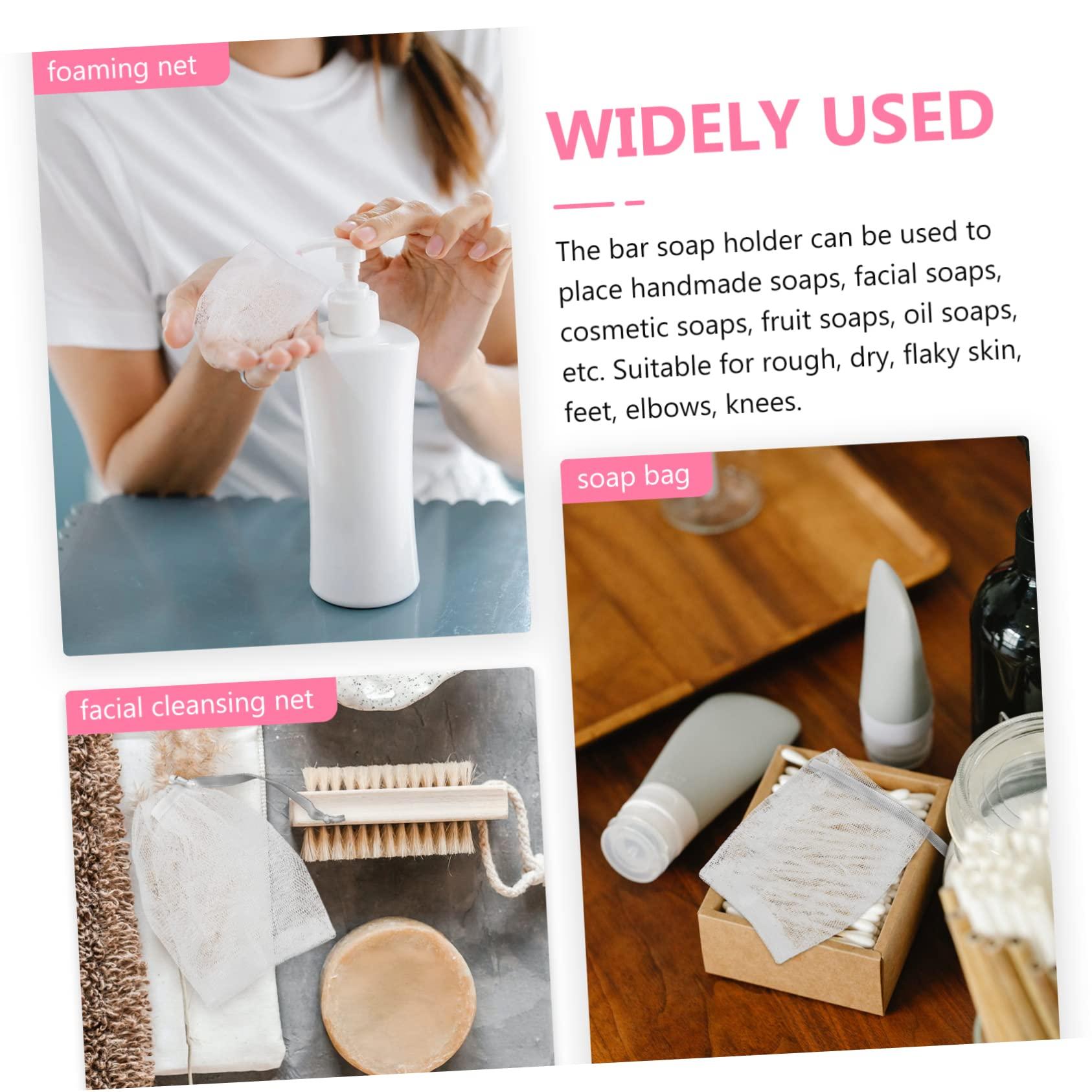 Angoily Angoily 8pcs Soap Mesh Bag Soap Dishes for Bar Mesh Foaming Net Dish Soap Holder Cleansing Dispenser Soap Holder Bag Filter Based Cup Clear Simple Face Scrubbers Fabric Dark Grey