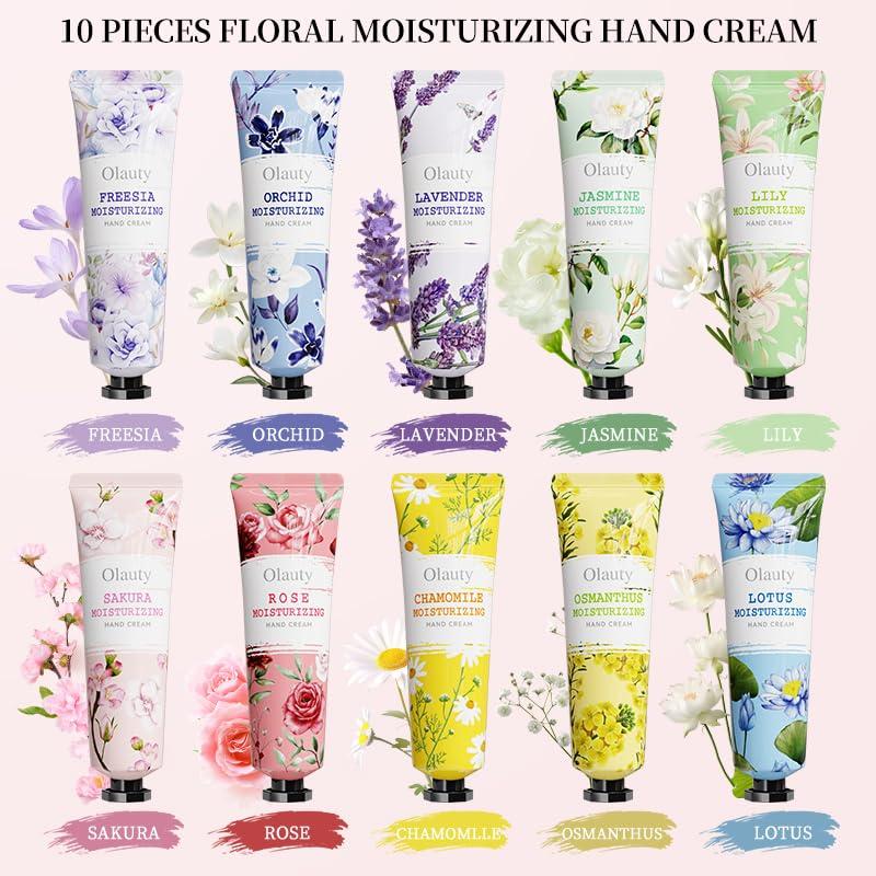 Deepmind 10 Pack Mini Hand Cream for Dry Cracked Hands, Moisturizing Hand Cream Gifts Set for Women, Natural Floral Hand Lotion Travel Size Set for Birthday Gifts,Teacher Gifts Nurse Gifts,Christmas Gifts