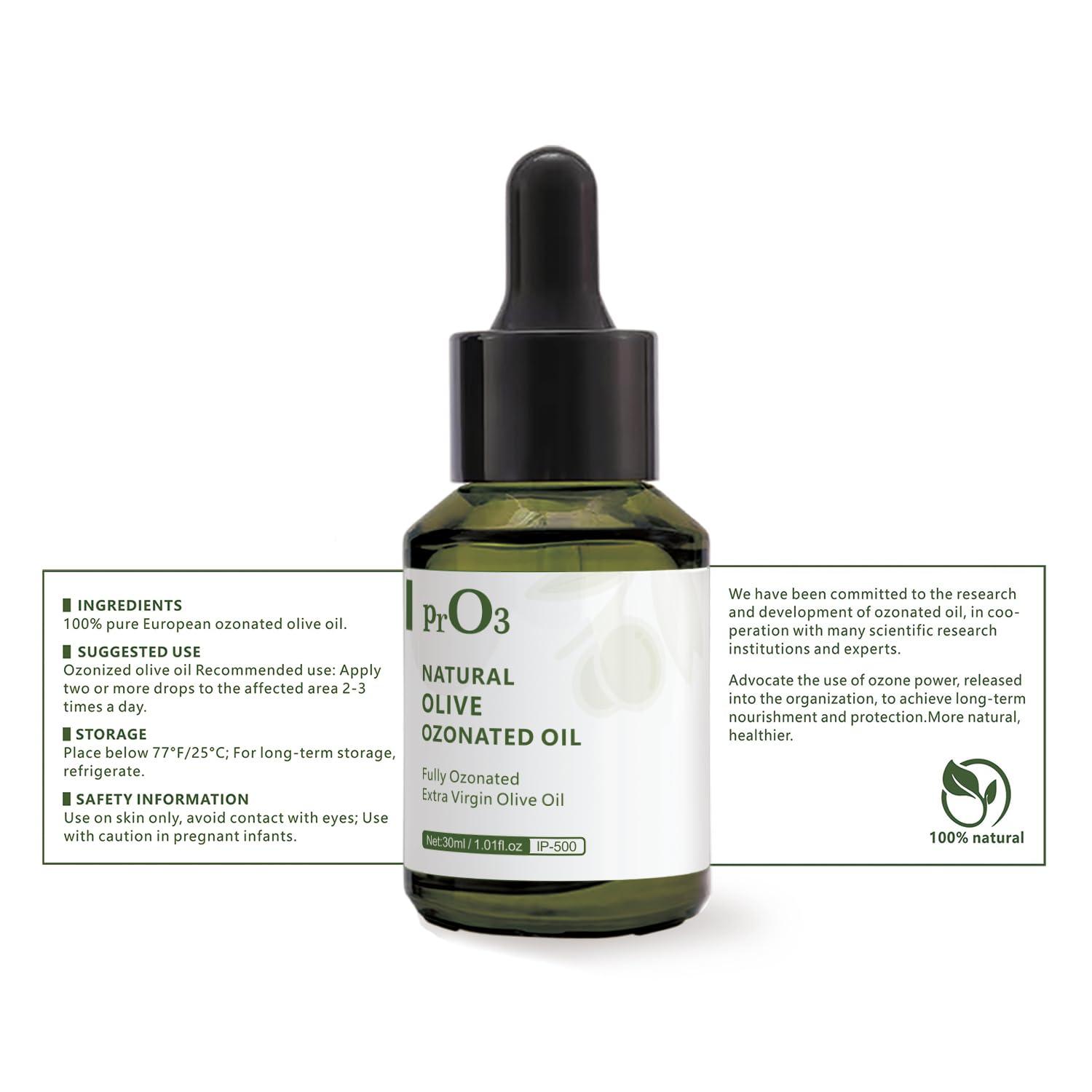 PrO3 PrO3 Fully Ozoneted Olive Oil-100% Pure Ozone Oil-1 OZ-Glass Dropper Bottle-Organic Natural for Skin Care Essence Oil- Rich in Reactive Oxygen.