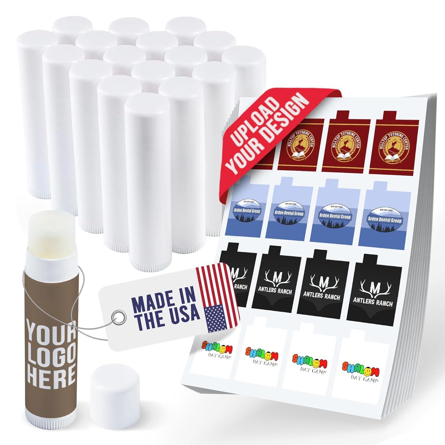 Belladonna Custom Lip Balm Bulk - Personalized Lip Balm Labels - Made in USA Natural Ingredients Vitamin E Shea Butter - Custom Chapstick Bulk Lip Balm Tubes For Party & Wedding Favors (Peppermint, 40 Pack)