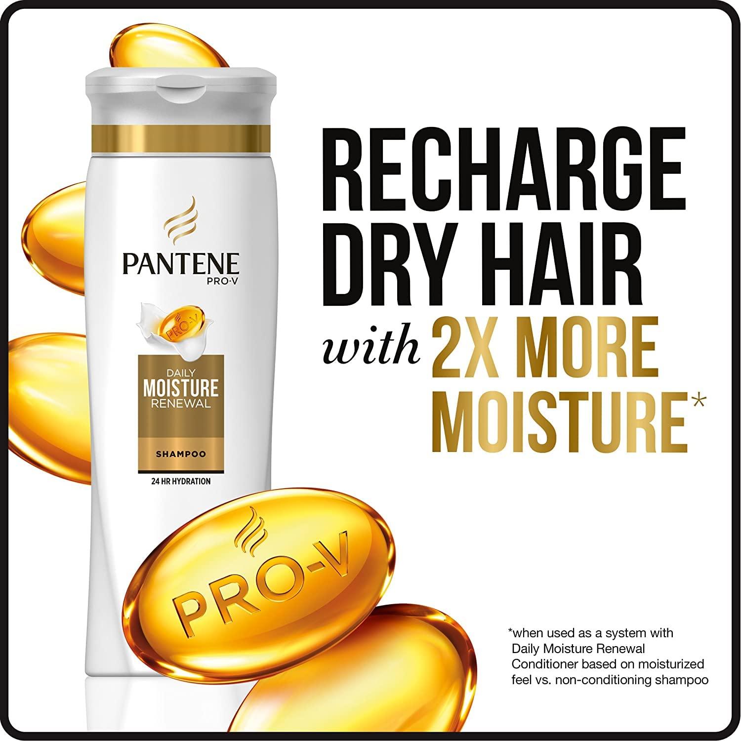 Pantene Pantene, Shampoo, Pro-V Daily Moisture Renewal for Dry Hair, 25.4 Fl Oz (Pack of 2), Twin Pack