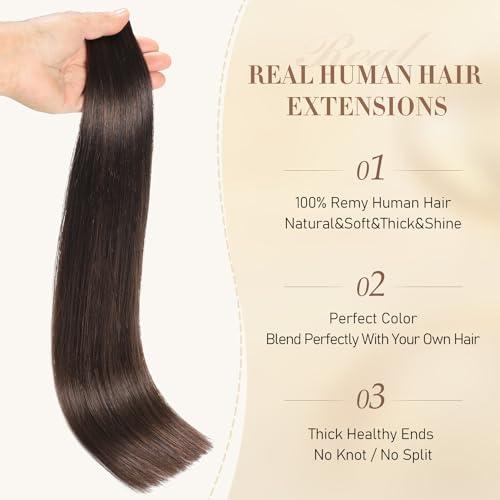 YGP YGP Brown Tape in Hair Extensions Human Hair 22 Inch 50g 20 pcs Dark Brown Tape in Extensions Seamless Skin Weft Invisible Tape Hair Extensions