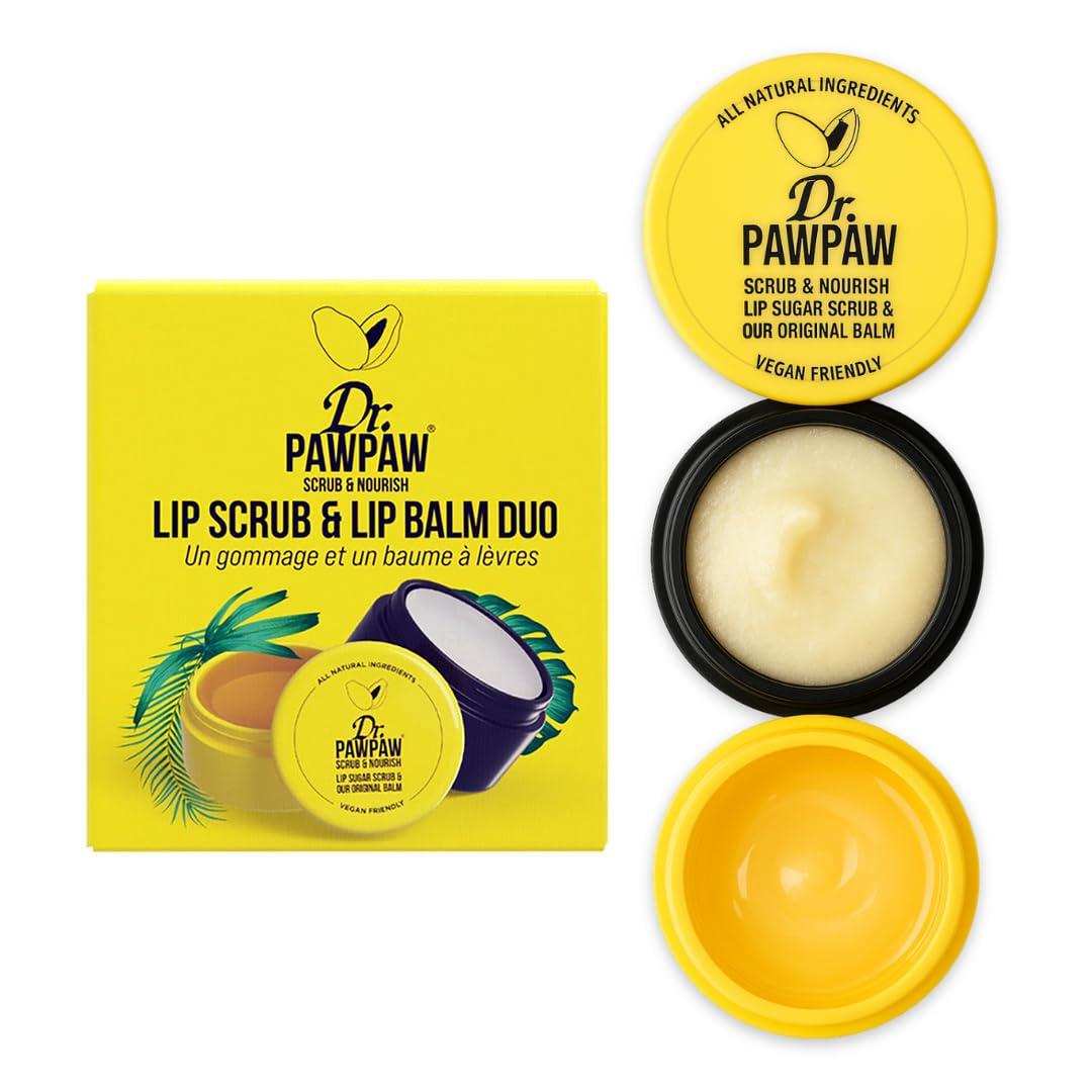 Dr. PawPaw Dr. PawPaw Lip Scrub and Lip Balm Duo - Hydrating Lip Balm with Pawpaw, Aloe, Olive and Castor Oils - Vegan Lip Scrub For Sensitive Skin - 0.55 oz