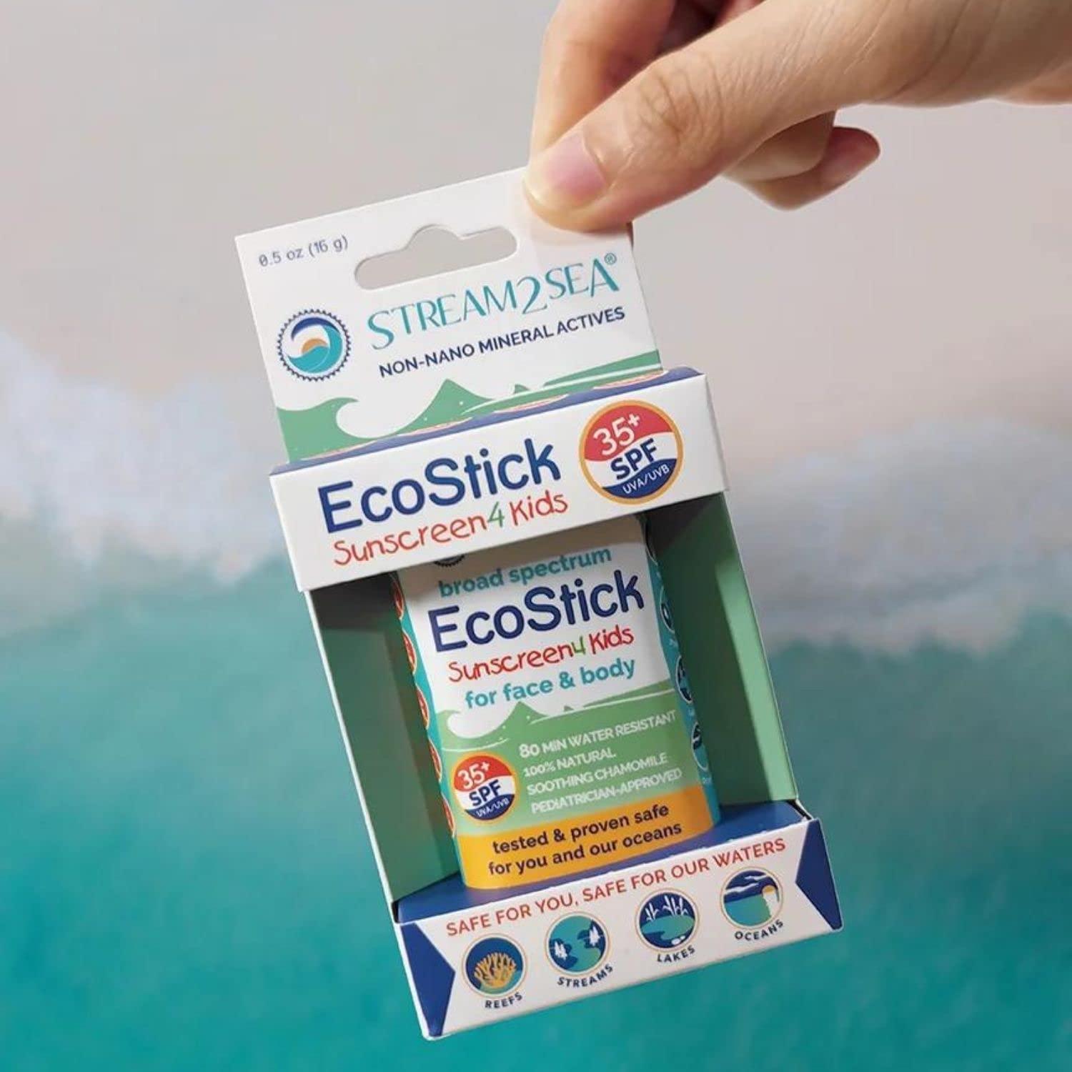 STREAM 2 SEA STREAM2SEA EcoStick SPF 35 Mineral Sunscreen Stick, Sweat Water Resistant Sunblock, USDA Approved Biodegradable Paraben Free Reef Safe Sunscreen Protection Against UVA UVB (EcoStick Kids) - 0.5 oz