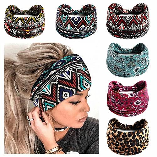 STGDAK STGDAK Boho Headbands For Women non slip Wide Hair Bands Knoted Turban Stretch Fashion Head Bands Yoga Running Sweatband Elastic Headband Stylish Wrap Headbands Hair Accessories for Teen Girls 6 Pack