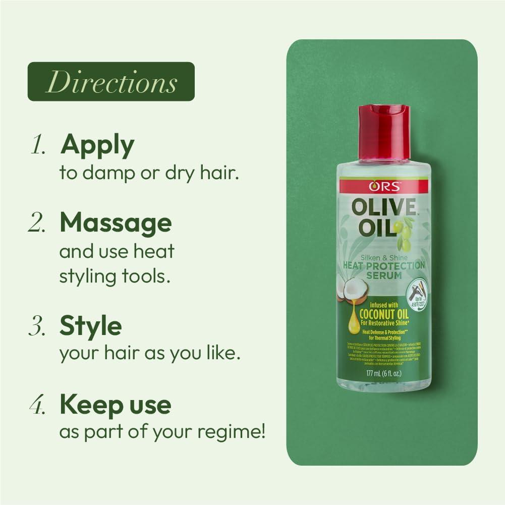 ORS ORS Olive Oil Heat Protection Hair Serum infused with Coconut Oil for Restorative Shine 6.0 Ounce (4)