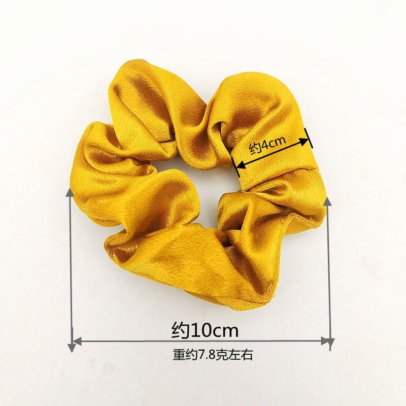 KOOMAGIC 12 Pcs Satin Sleep Hair Scrunchies Pillow Hair Ties Silky School Elastic Hair Bobbles Soft Wrist Scrunchies Ponytail Holders Curly Hair Accessories for Women Girls (Gold Yellow)