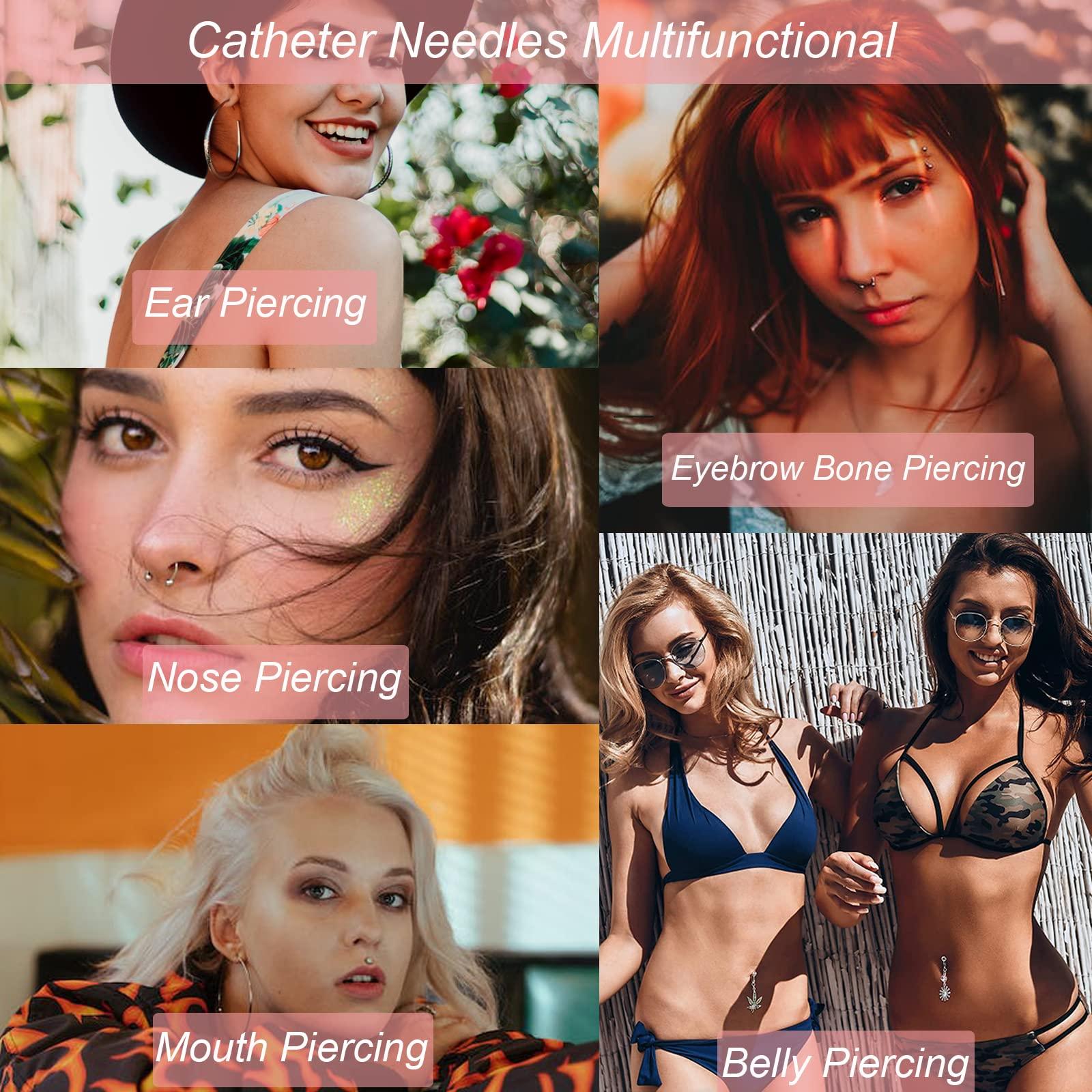 prgislew Catheter Piercing - Prgislew 5Pcs Catheter Piercing 16G IV Catheter Ear Nose Piercing Hollow Needles for Lip Tongue Belly Navel Nipple Cartilage Piercing Kit