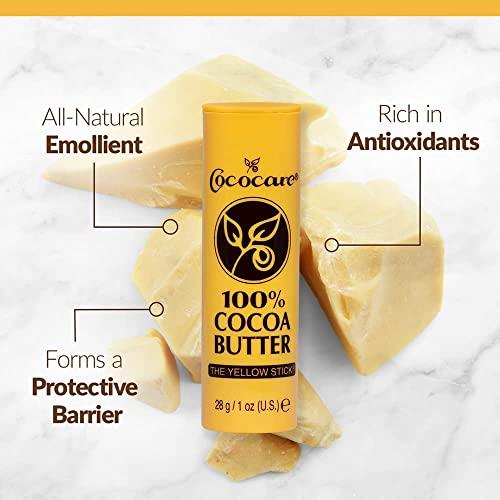 COCOCARE Cococare 100% Cocoa Butter Stick - All-Natural Cocoa Butter Emollient for Ultimate Skin Hydration & Protection - The Yellow Stick - (6 Pack)