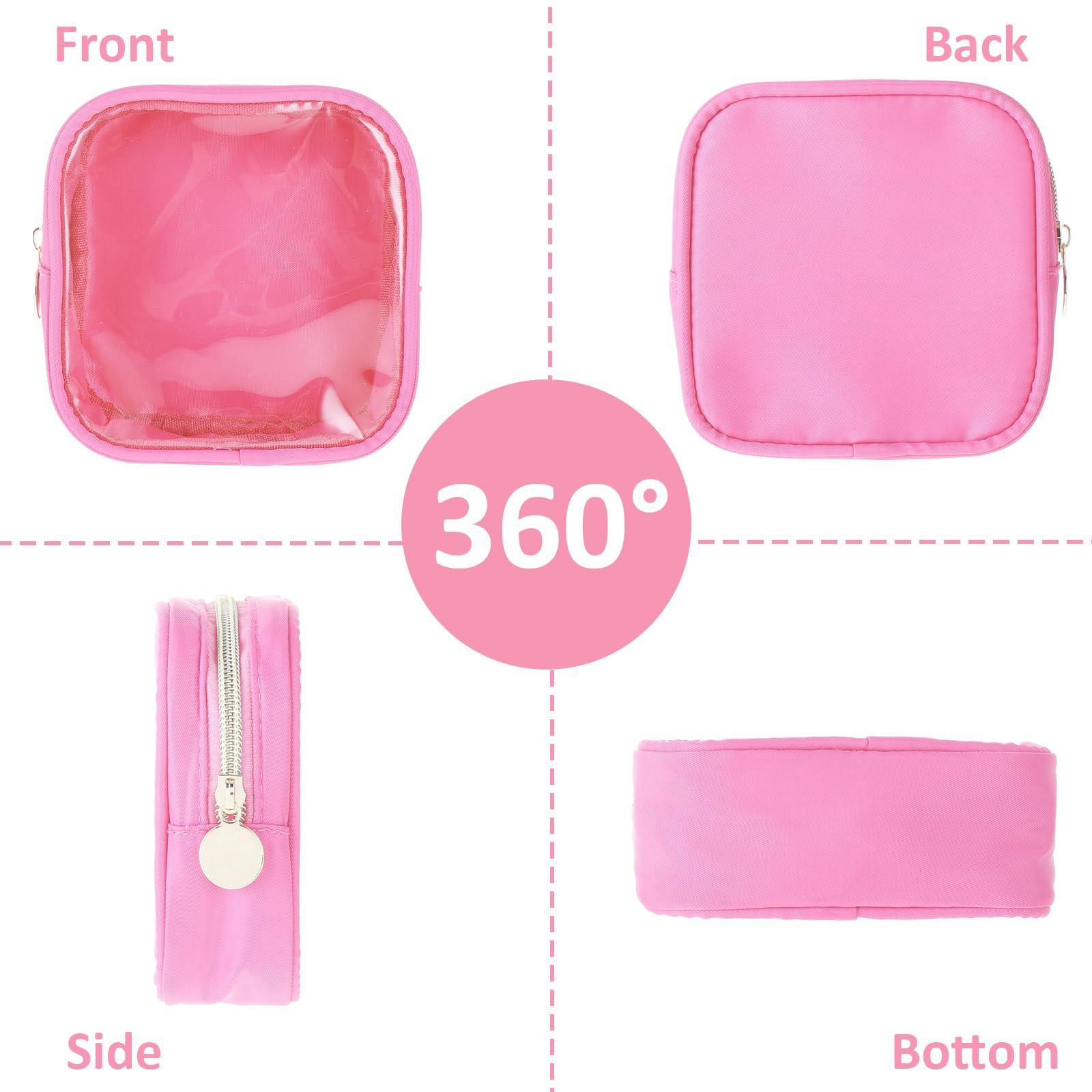 TIESOME TIESOME Small Clear Makeup Bags with Zipper, Cute Waterproof Cosmetic Bag Travel Toiletry Bag PVC Transparent Makeup Organizer Bag Coin Purse Mini Makeup Bag Nylon Travel Pouch for Women(Pink)