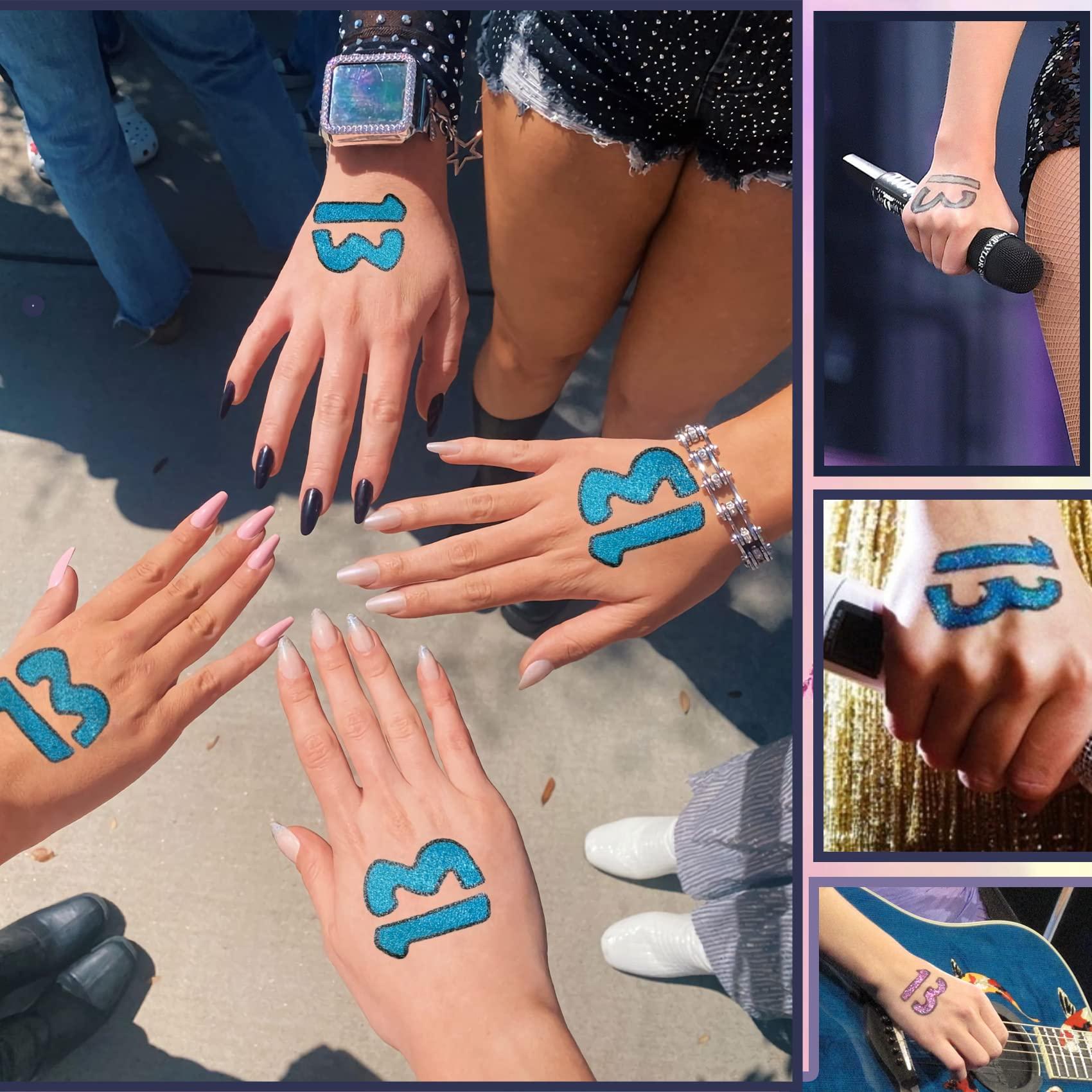 Tuoshei 20 pcs Glow in the Dark 13 Temporary Tattoos Stickers 13 Hand Tattoo Concert Rave Accessories