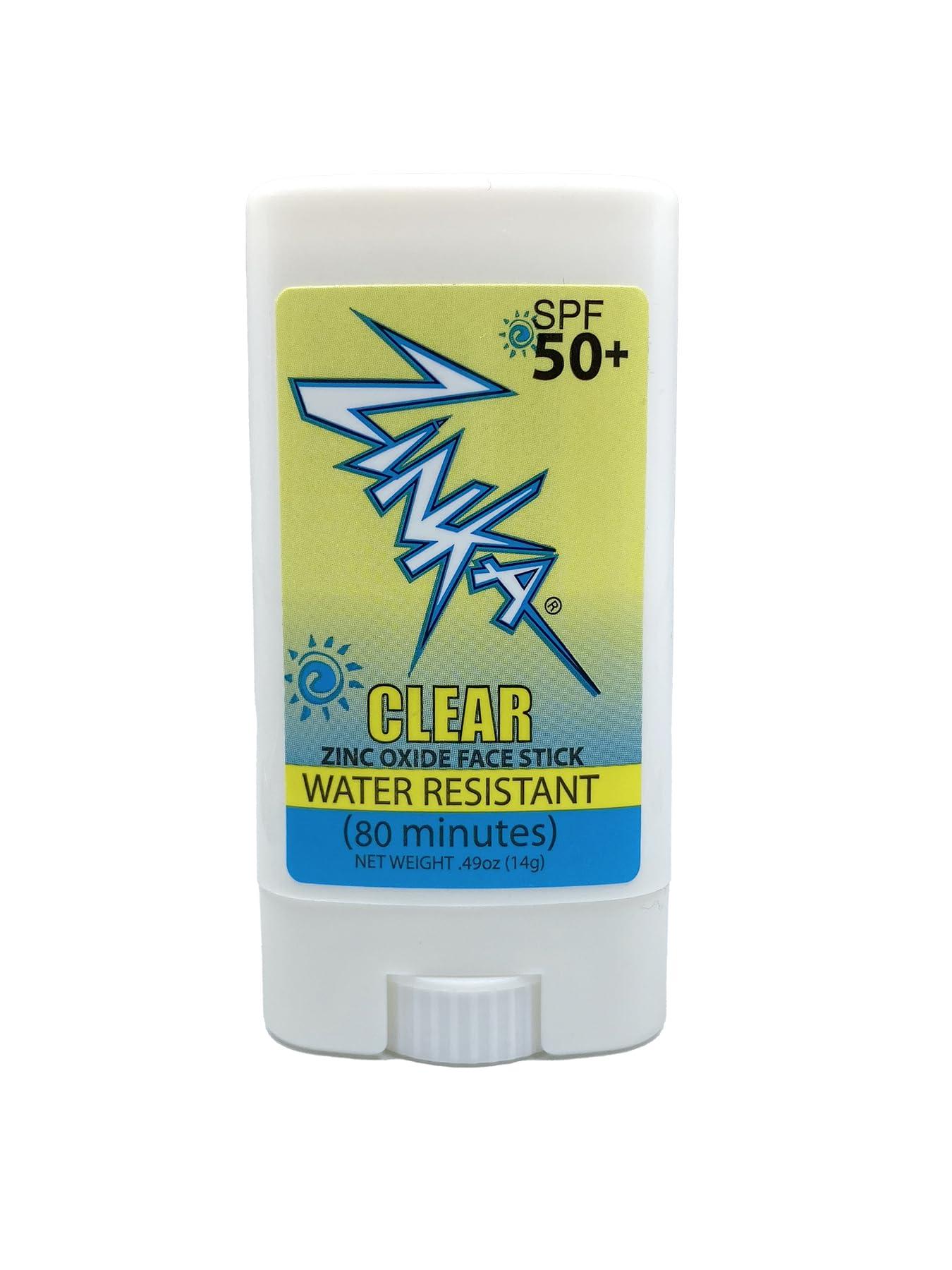 Zinka Zinka - Clear Zinc Oxide Sunscreen Face Stick SPF 50, Water Resistant for 80 Minutes - .49oz Stick