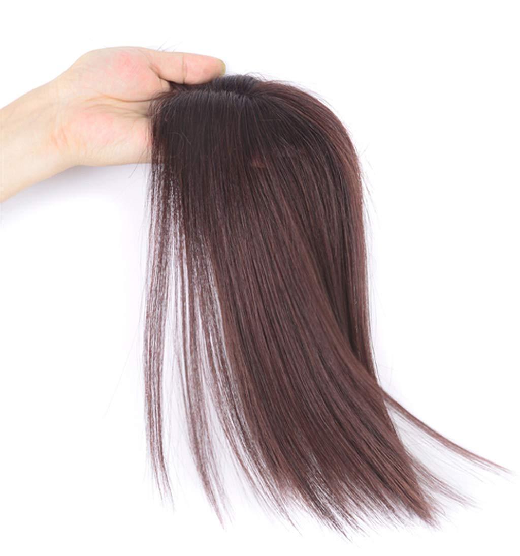 Susanki 3"x 4" Silk Base Human Hair Topper Free Part Invisible Secret Wiglet Hairpieces for Women with Hair Loss, 12" Dark Brown