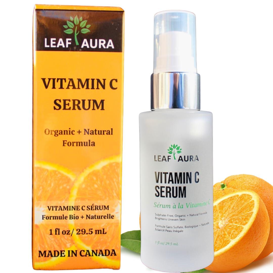 leaf aura Leaf Aura Vitamin C Serum, Sulphate-Free, Organic+ Natural Formula, Brightens Uneven Skin, Made In Canada, 29.5ml
