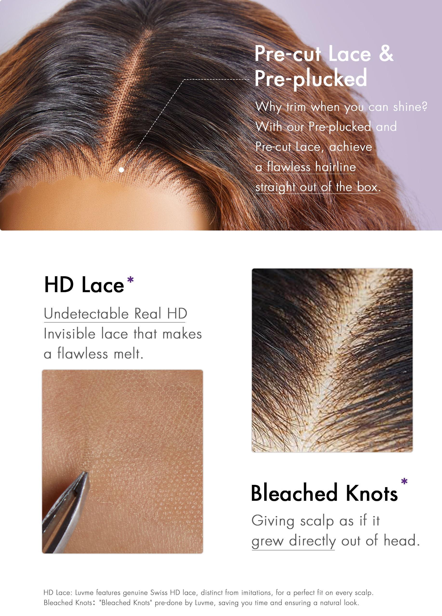 LUVME HAIR LUVME HAIR 18 Inch Black with Brown Highlights Deep Wave Human Hair Wig, Precut Glueless 5x5 Lace Closure Wigs Pre Plucked For Women 180 Density