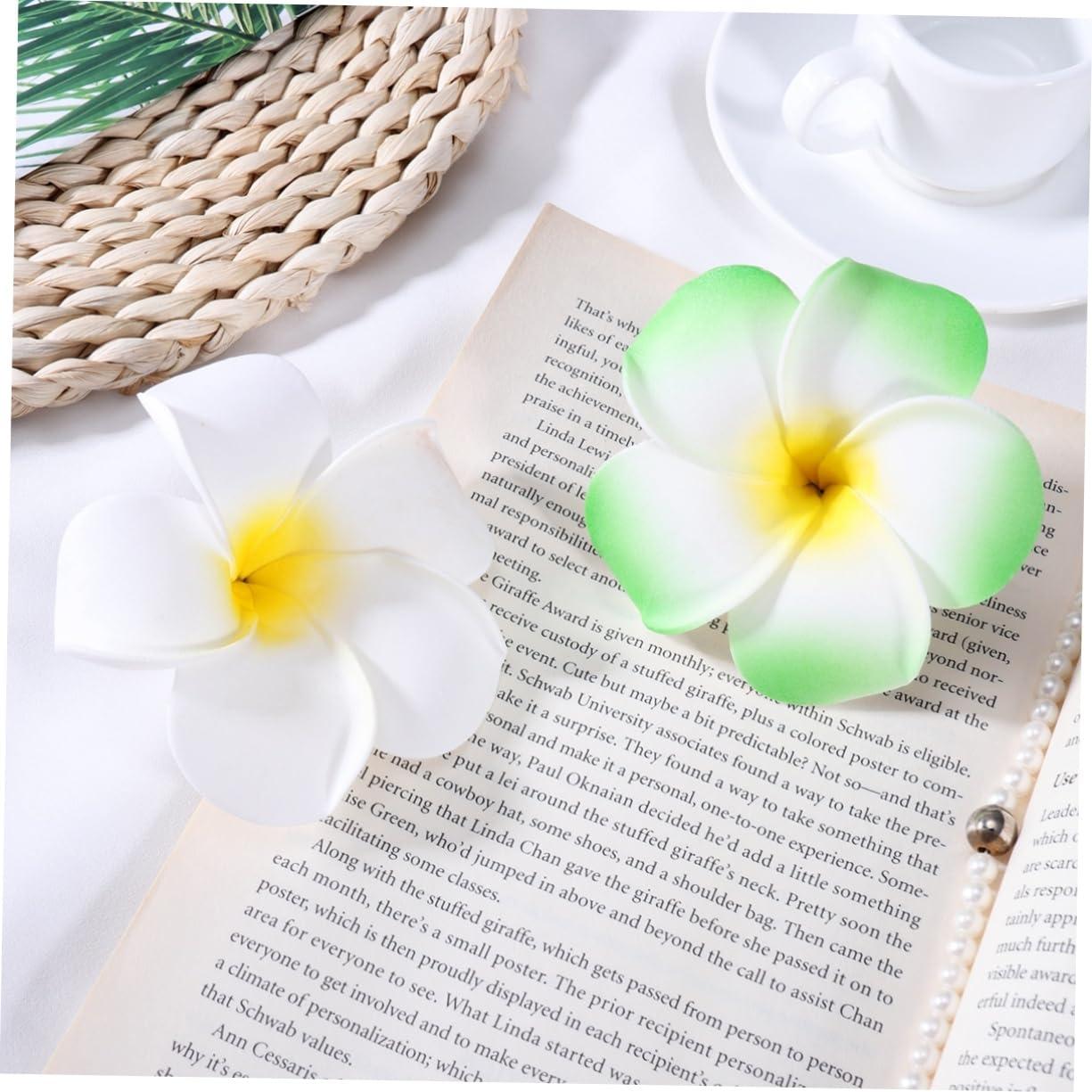 Gogogmee Gogogmee 20pcs 9cm Hawaiian Plumeria Flower Hairpins Hair Clip Bridal Barrette for Tropical Beach Wedding Event Decorations