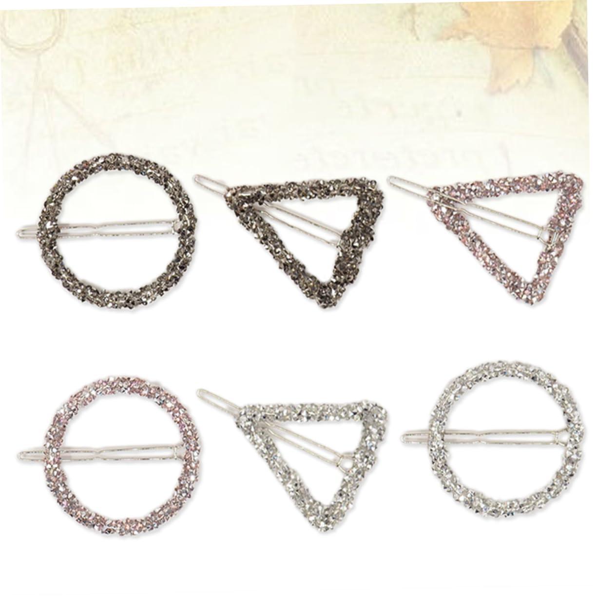 NOLITOY NOLITOY 6pcs Circle Hair Clip Rhinestone Hair Clips Hair Barrettes for Women Rhinestone Hair Jewelry Accessories Hair Accessories for Women Wedding Hair Pin Miss Girl Bang Clip