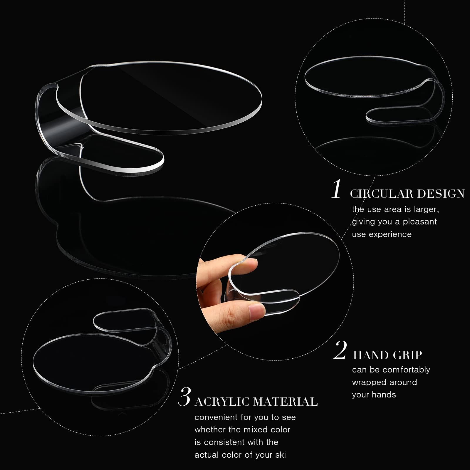 Chinco 2 Pieces Makeup Mixing Palette Handheld Makeup Mixing Tray Acrylic Foundation Clear Palette Eyeshadow Hand Cosmetic Foundation Dish for Blending