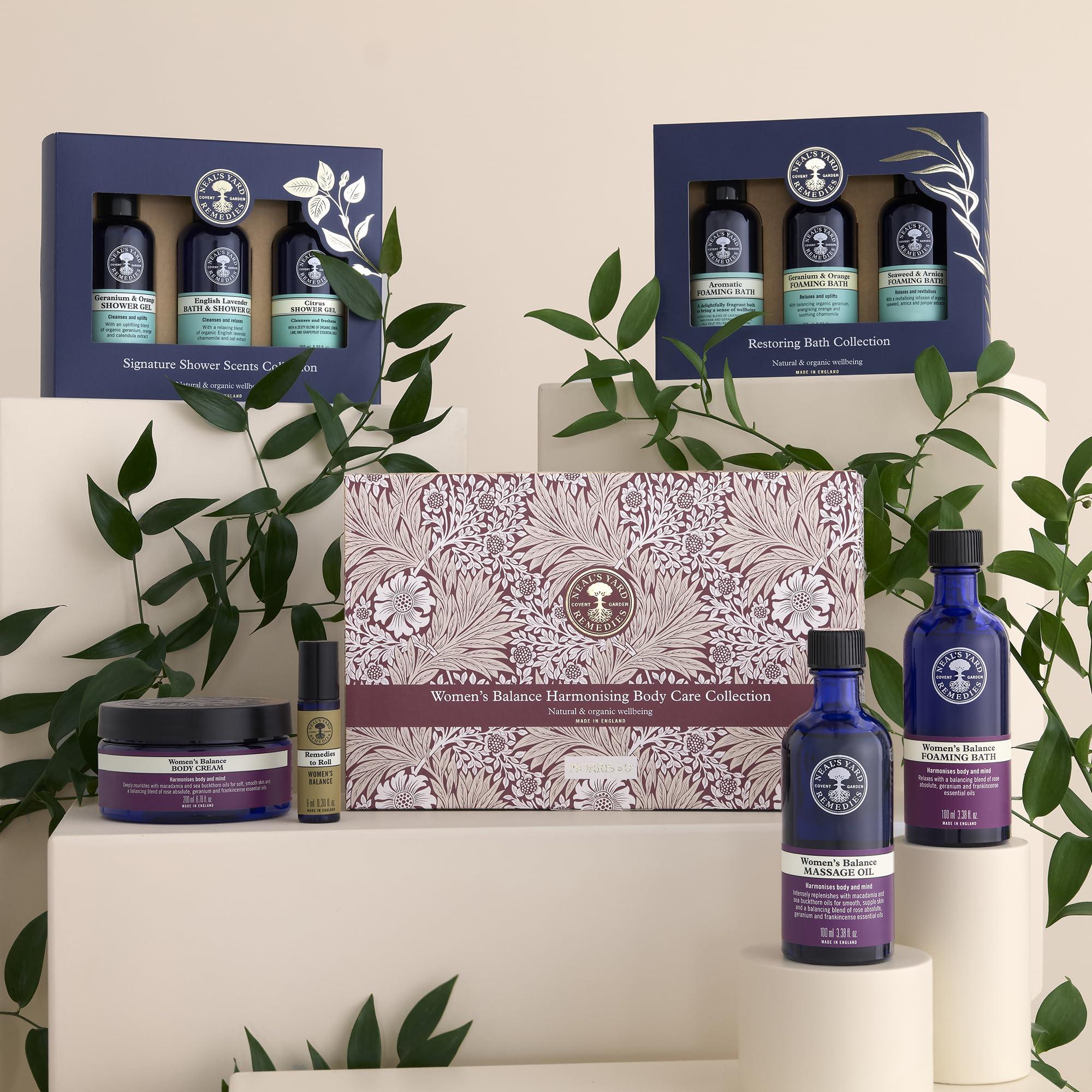 Neal\'s Yard Remedies Neal\'s Yard Remedies Balance Harmonising Collection for Women, Foaming Bath, Massage Oil, Body Cream & Balance Roll-On, Vegan & Cruelty-Free