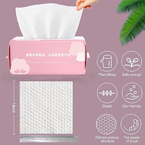 Cayxenful Cayxenful Disposable Face Towel Face Cloths for Washing Soft Cotton Dry Wipes Facial Cloths Towelettes for Washing and Drying, 100 Count Facial Tissue for Cleansing, Skincare and Makeup Remover
