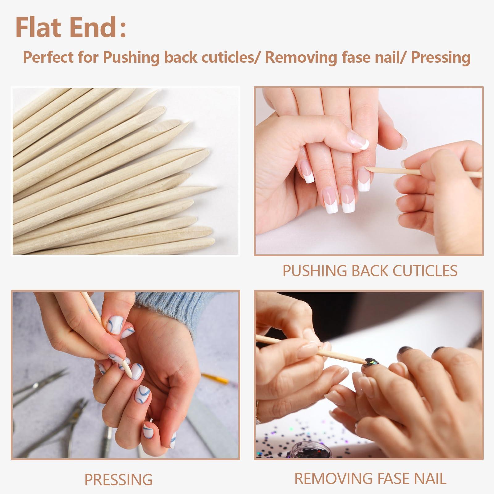 Bcowos 200PCS Orange Sticks For Nails 4.5 inch - Double Sided Wooden Cuticle Pusher Sticks - Professional Nail Sticks for Nail Art Manicure Pedicure - Cuticle Sticks Packed in A Case