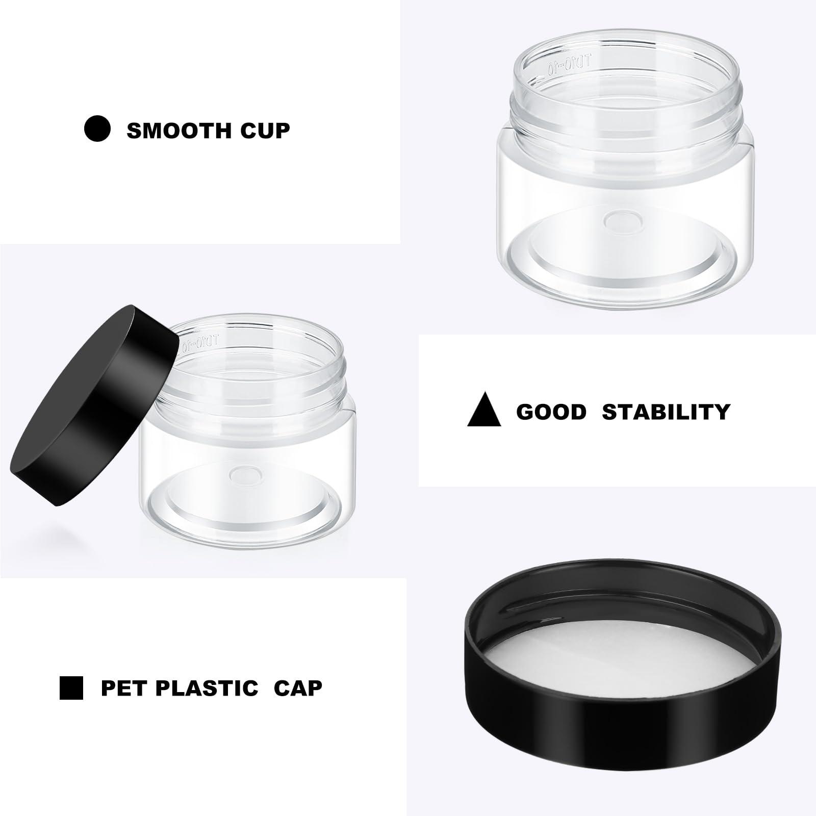 SATINIOR SATINIOR 36 Pieces Plastic Jars with Lids Round Clear Container Leak Proof Airtight Cosmetic Small Empty Jars for Lotions Ointments Travel Toiletries Creams Make up Storage(0.17 oz,Black)