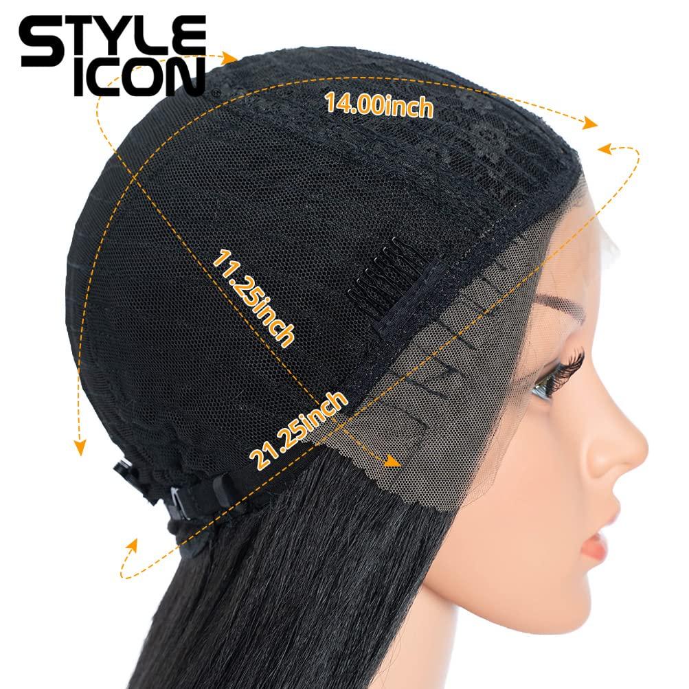 Style Icon Style Icon 36" Lace Front Wigs Super Long Yaki Straight Wig With Baby Hair 130% Density Synthetic Wig (36 Inches, 1B)