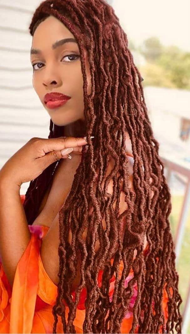 LocsGuard LocsGuard Ginger Faux Locs Crochet Hair Soft Locs 18 inch 7 Packs Natural Butterfly Locs Crochet Hair For Black Women Goddess Locs Crochet Hair (18 Inch (Pack of 7), 350#)