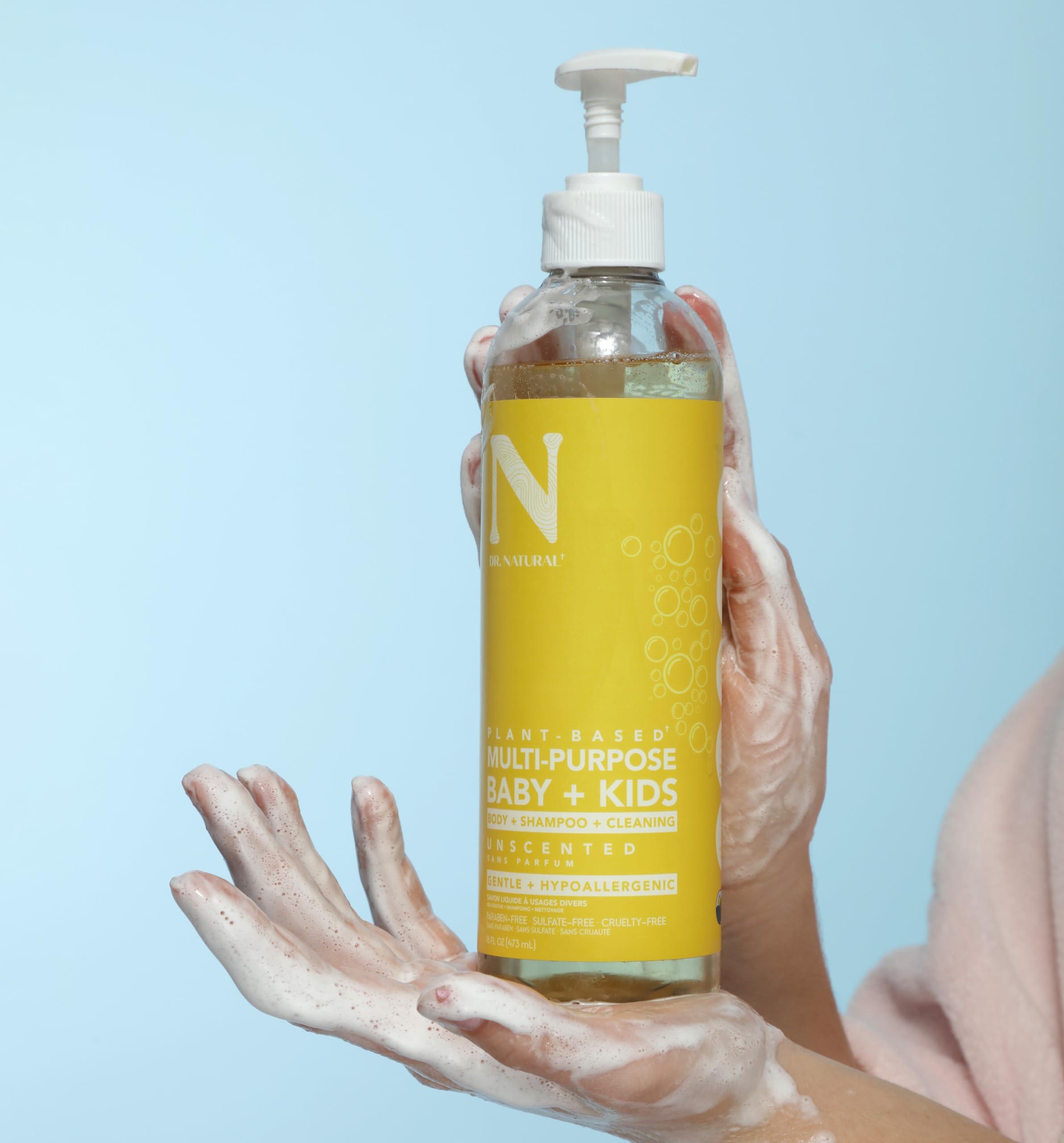 Dr. Natural Dr. Natural Multi-Purpose Baby Plus Kids Soap, Unscented, 16 oz - Plant-Based - with Shea Butter - Hypoallergenic - Body Wash, Face Wash, Hand Soap - Sulfate-Free, Paraben-Free, Cruelty-Free