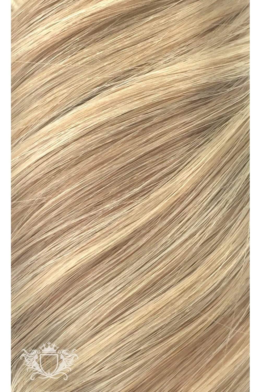 Foxy Locks Latte Blonde - Volumizer 20\" Seamless Clip In Human Hair Extensions 60g