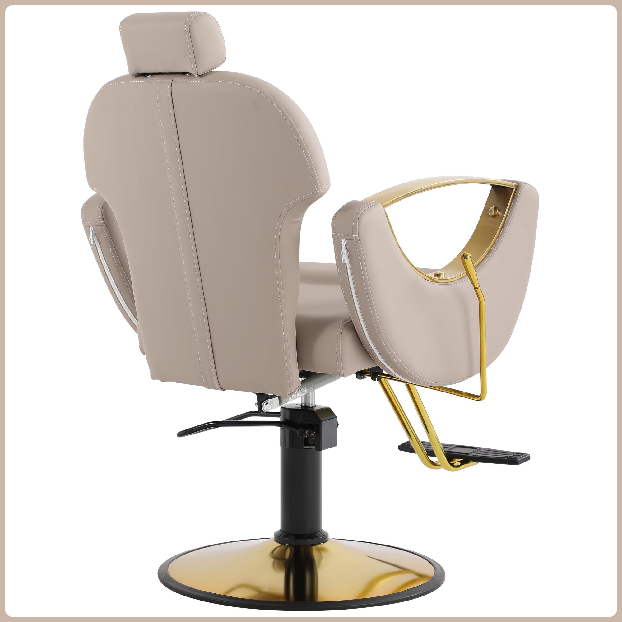 YOCONYO YOCONYO Barber Chair, Reclining Hair Salon Chair, 360 Degrees Swivel Styling Chair, Height Adjustable Hydraulic Shampoo Chair, Spa Equipment (Gray)