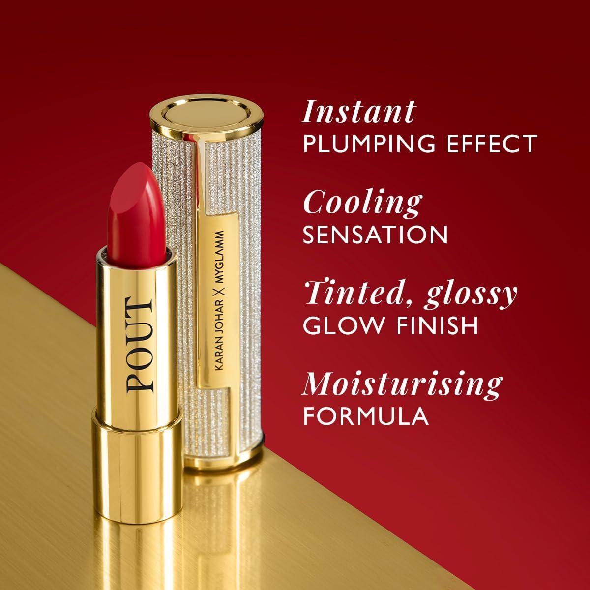 My.Glamm POUT by Karan Johar Tinted Plumping Lipstick | Glossy for Women With Petal Glow Finish | Buildable Colour & Shine | Moisturising Formula | Poutitude (Fuschia Pink Shade) | 3.5g