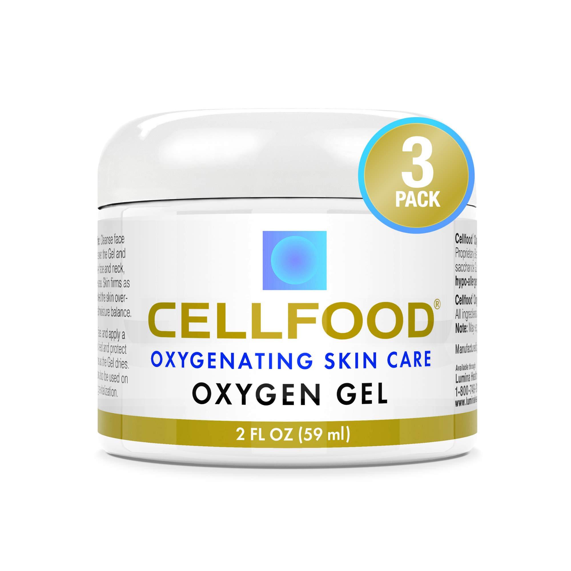 Cellfood Cellfood Oxygen Gel - 2 fl oz, Pack of 3 - Tightening and Firming Face Moisturizer - Aloe Vera, Lavender Blossom Extract, Glycerine - Hypoallergenic, Non-GMO