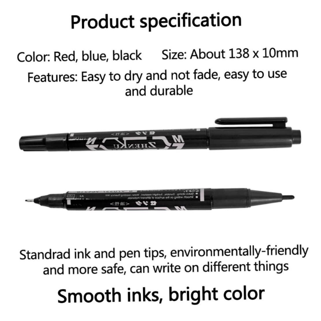 AEIOFU 10Packs Professional Body Art Pens Temporary Tattoo Marker Skin Marker Positioning Pen Permanent Makeup Body Art Beauty Tool(Black) Semi Permanent Tattoos Temporary Tattoo Pen