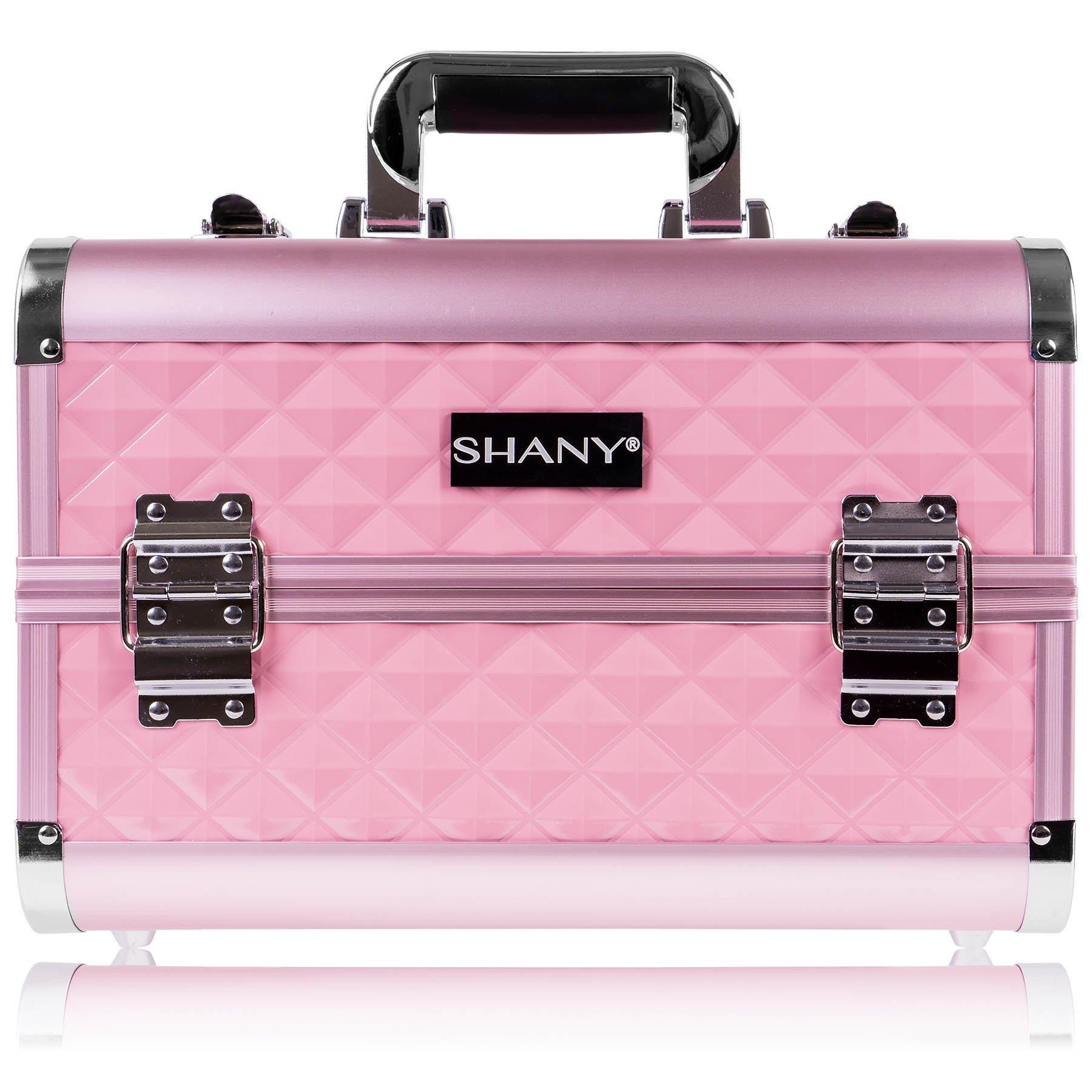 SHANY SHANY Premier Fantasy Professional Makeup Train Case Cosmetic Box Portable Makeup Case Organizer Jewelry storage with Locks, 3 Trays, Makeup Brush Holder and Cosmetics Mirror - Pink Diamond