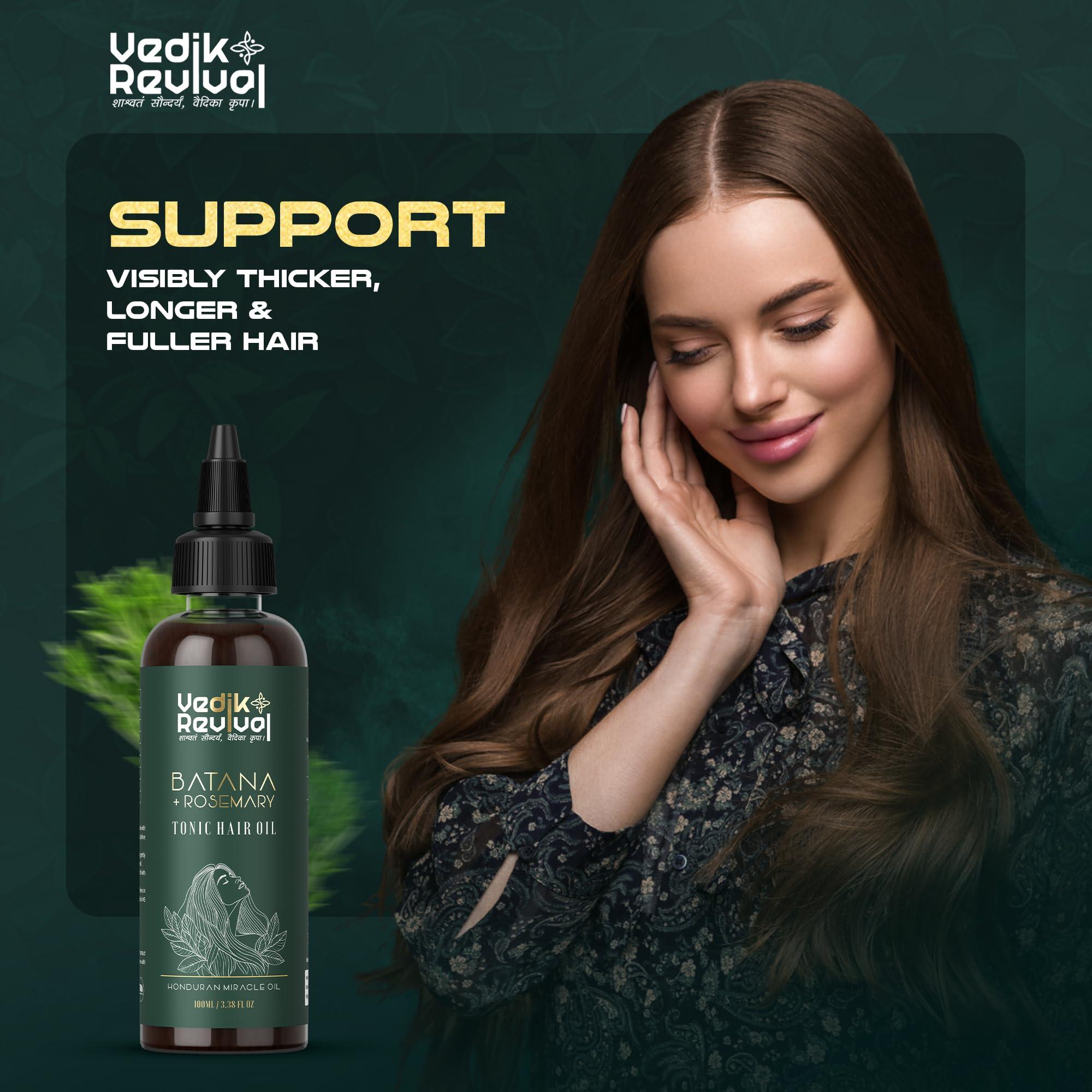 VEDIK REVIVAL Batana Oil with Rosemary and argn oil for Hair Growth - Wild Growth Hair Oil with Rosemary & Argan -Honduras Hair Growth Oil for Thicker, Fuller Hair-Hair Loss, & Natural Shine- 100% Natural - 4 fl oz