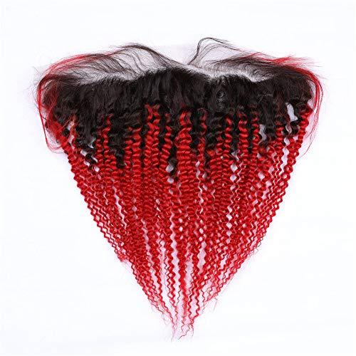Tony beauty hair Tony Beauty Hair Kinky Curly Virgin Brazilian Human Hair Red Ombre Weave Bundles 3Pcs with 13x4 Free Part Frontal Closure 4Pcs Lot #1B/Red Ombre Hair Wefts with Lace Frontal (22 24 26+20)