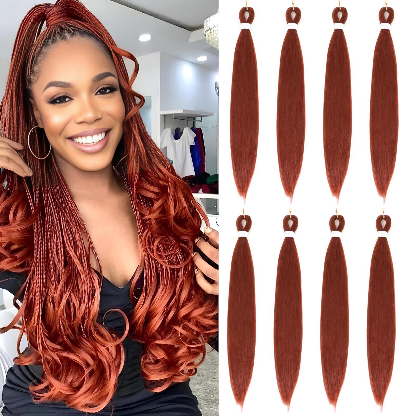FIRSTCYH HAIR Pre Stretched Braiding Hair 30 inch 350# Braiding Hair for Black Women 8Packs Crochet Boho Braiding Hair Non Toxic (30 Inch(8packs), 350#)