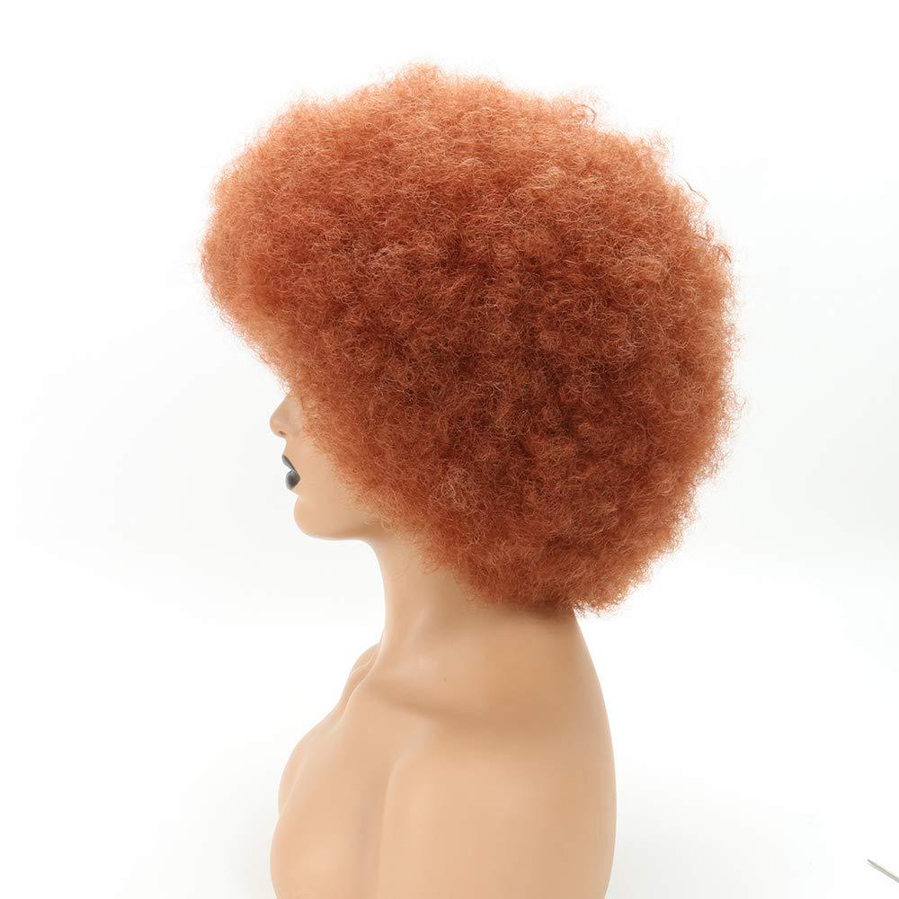 THEMIS HAIR Ginger Afro Wigs for Black Women, Brown Afro Wigs Unisex Men Women Large Bouncy and Soft Natural Looking Hair, Short Afro Kinky Curly Premium Synthetic Wig (Brown 350#)