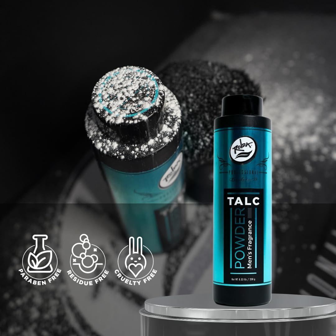 Rolda Rolda Men\'s Barber Talc Powder - White Talcum Powder After-Shave Solution is Highly Absorbent and Provides A Fresh, Clean Feeling After Every Shave, Helping to Calm Itchy Skin and Prevent Irritation