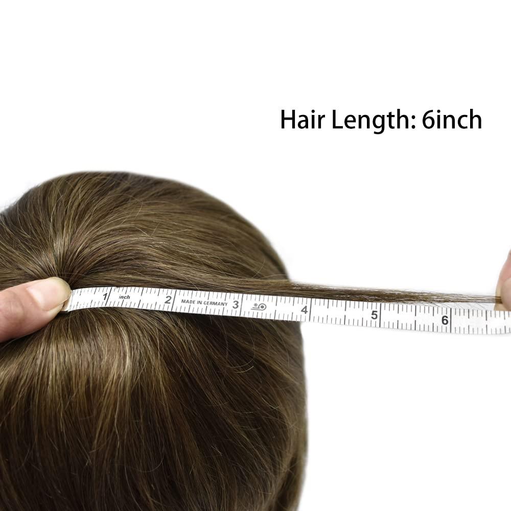 LYRICAL HAIR LYRICAL HAIR Toupee for Men Human Hair Replacement System Full Poly Skin Durable Injected PU Mens Hair Piece Wigs Protesis Capilar Para Hombre 7\"X9\" #4 Medium Brown-120% Medium Light to Medium Density