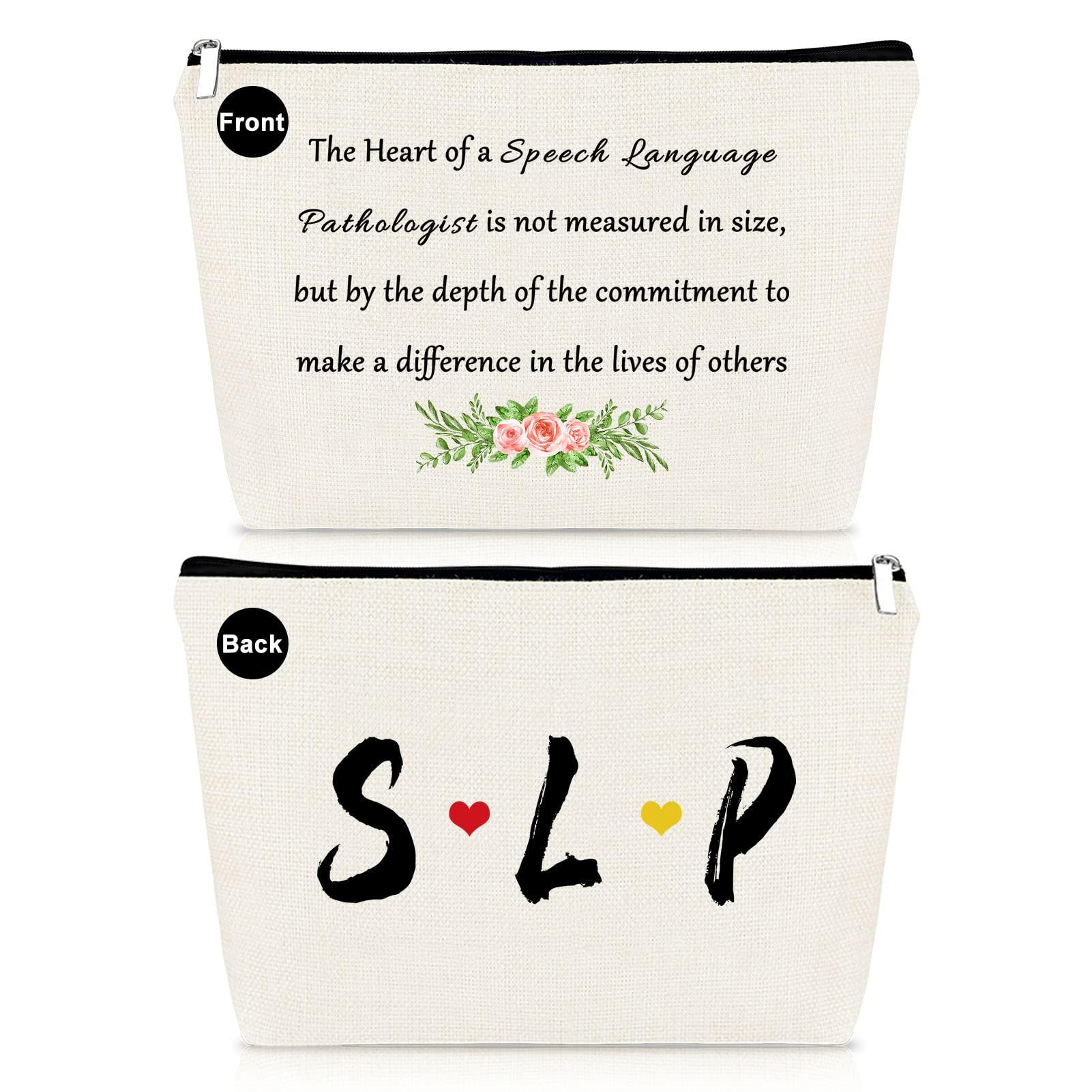 Mikela Speech Therapist Gift Makeup Bag Gift for SLP Women Speech Pathology Gifts Cosmetic Bag Pouch Speech Language Pathologist Gift Appreciation Gifts Thank You Gift Thanksgiving Gift for Speech Therapist