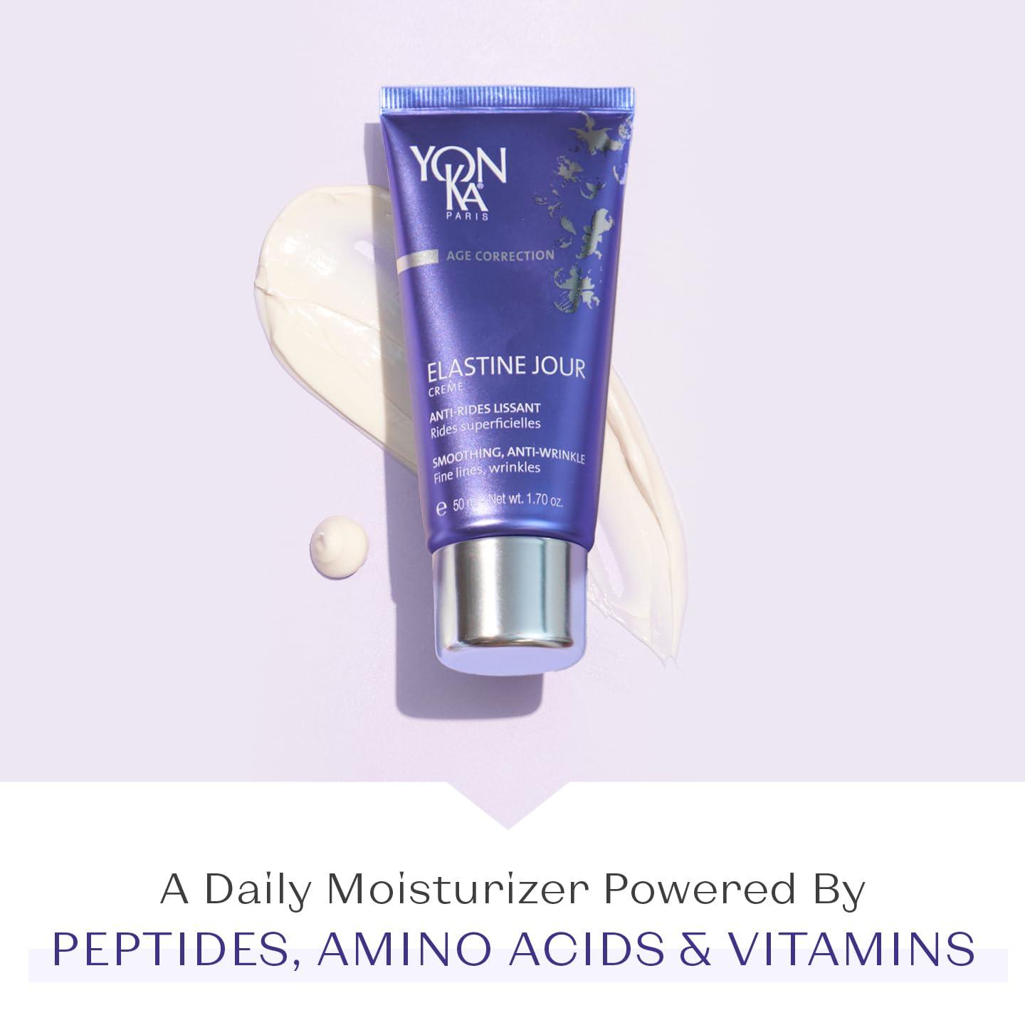 Yonka Yon-Ka Elastine Jour Anti-Wrinkle Day Cream (50ml) Anti Aging Facial Moisturizer and Eye Cream, Soften Fine Lines and Wrinkles with Vitamin C and Elastin Peptides, Paraben-Free