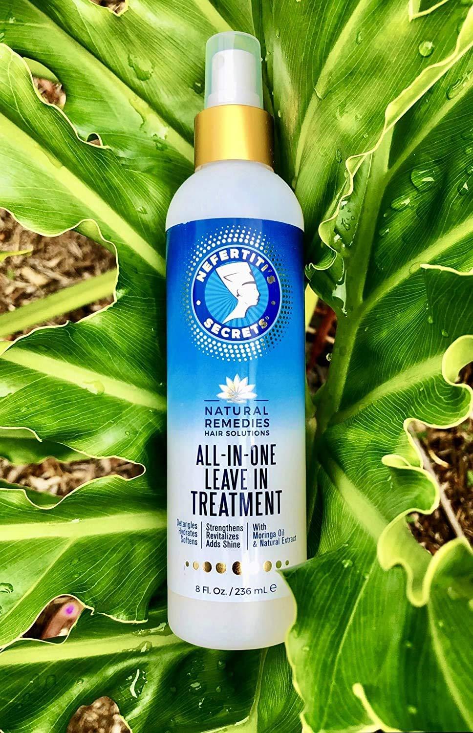 Nefertiti's Secrets Nefertiti's Secrets All In One Leave-In Treatment, Moringa Oil & Rosemary Hair Conditioner, Strengthen & Stimulates, Heat Protection Spray For Hair Growth, Travel Size Moisturizer - 8 Oz / 236 ml