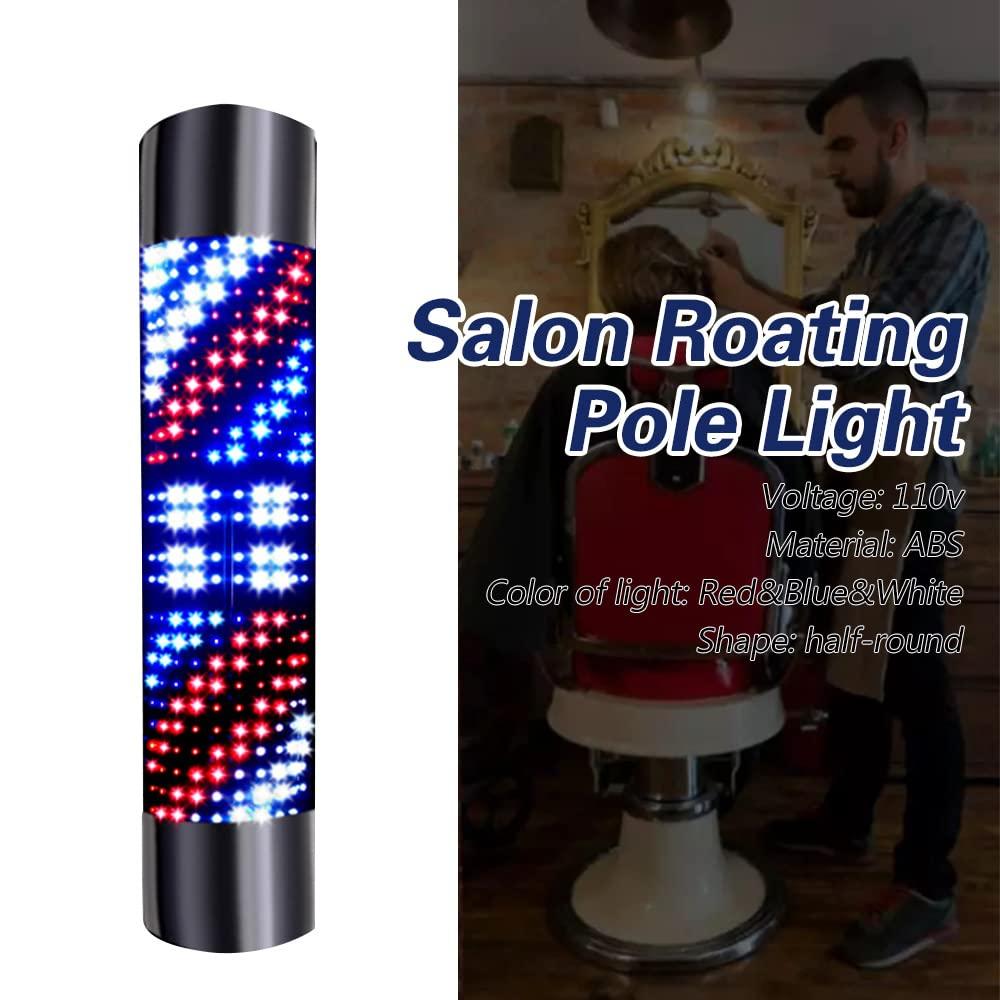 DNYSYSJ DNYSYSJ Barber Shop LED Pole Light,Hair Salon Outdoor Retro Barbershop Pole Illuminating Rotating Stripes Wall-Mounted Lamp,Waterproof-Rotating Barber Light Red Blue White 110v