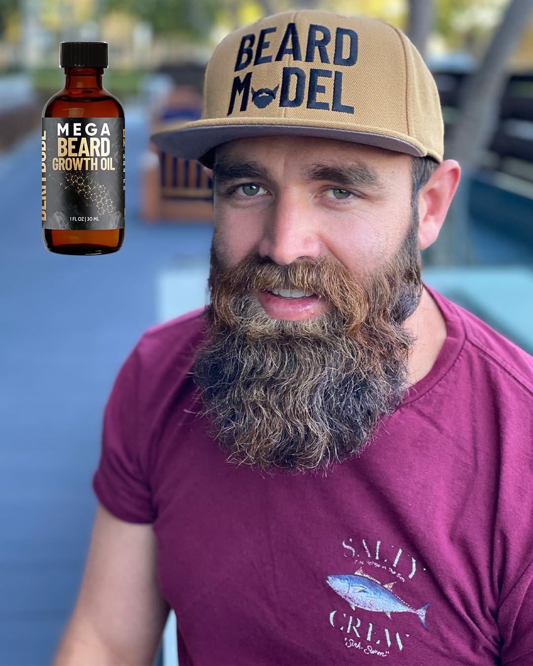 Derm Dude Derm Dude Mega Beard Growth Oil for Men | Formulated with Castor Oil & Jojoba Oil for Hair Growth | Promotes Thicker, Fuller Beard, Hydrates & Softens Facial Hair, Non-Greasy Grooming Treatment - 1 oz