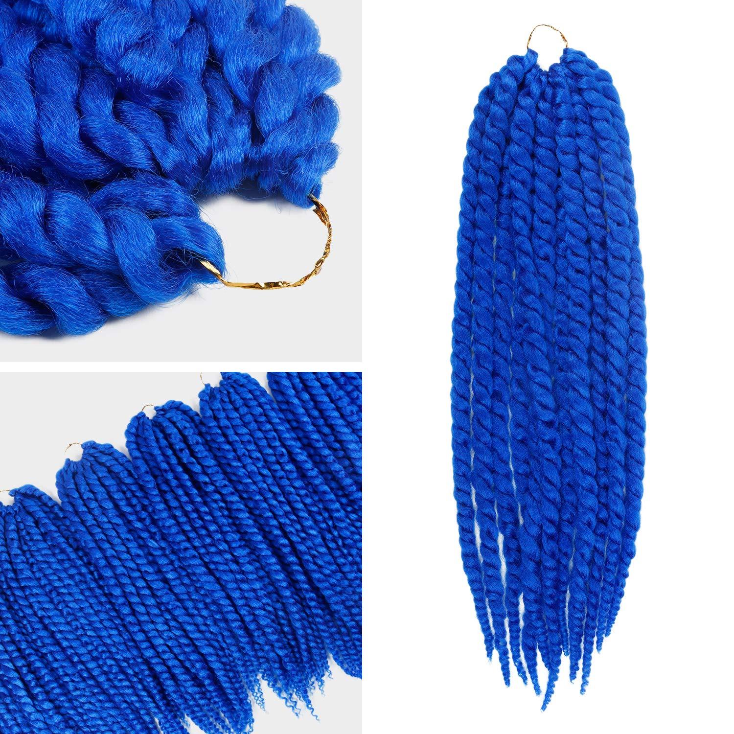 AU-THEN-TIC AU-THEN-TIC Jumbo Senegalese Twist Crochet Hair, 24 Inch, 2 Pack, Synthetic Extensions for Havana and Mambo Twist Styles, (Blue)